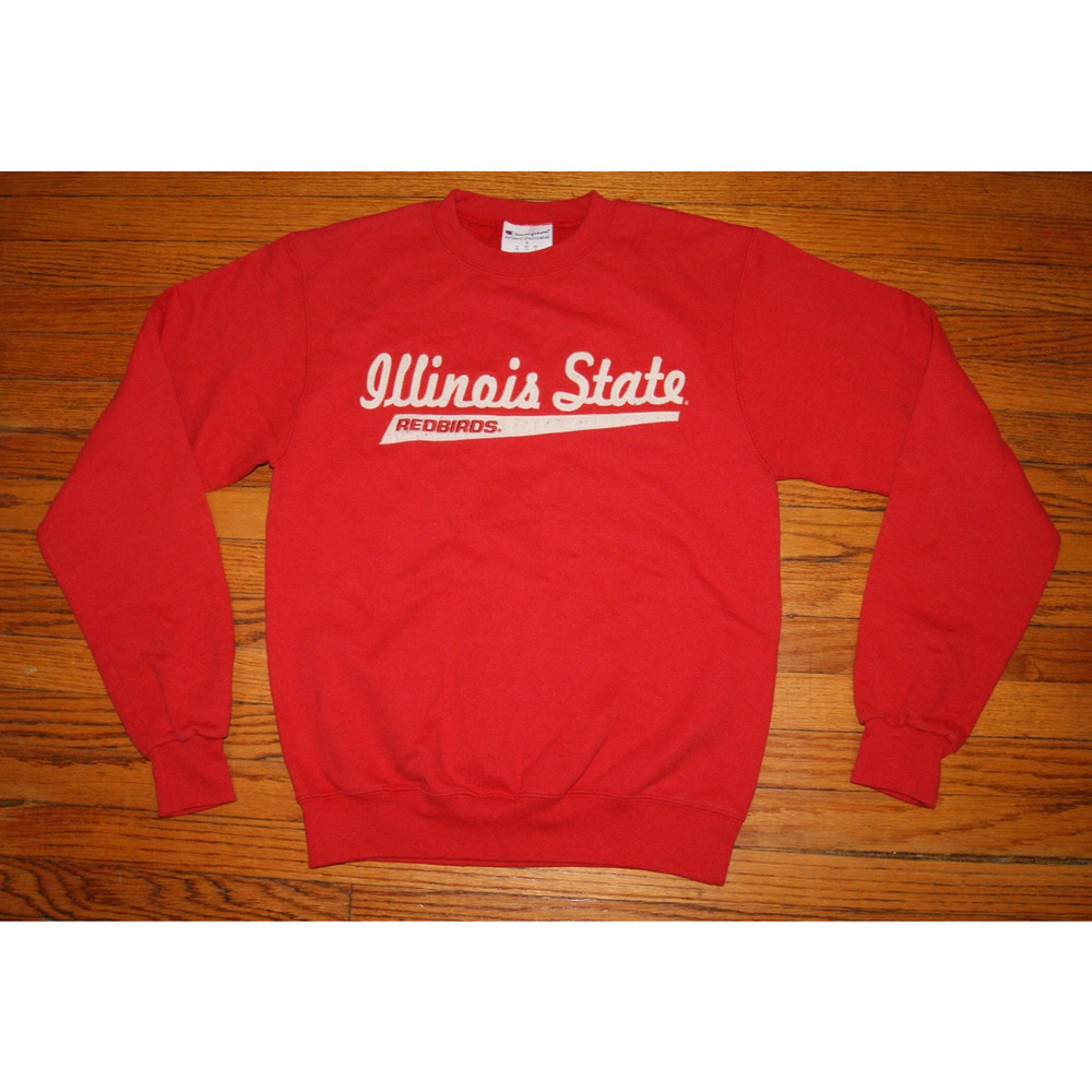 ILLINOIS STATE REDBIRDS ISU Red Champion Small Crewneck Sweatshirt Script Logo - Picture 2 of 8